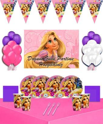 Doğumgünüparti Rapunzel Disney Afişli 24 Kişilik Doğum Günü Parti Süsleri Malzemeleri Seti