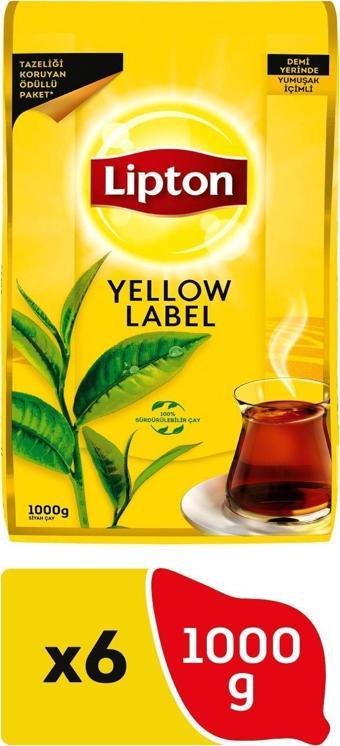 Lipton Yellow Label Dökme Çay 1000 Gr X 6 Adet = 6 Kg Dökme Çay