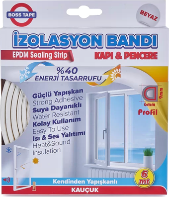 BOSS TAPE 3159 KAPI PENCERE İZOLASYON BANDI 9mmx6m BEYAZ