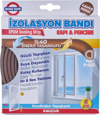 BOSS TAPE 3166 KAPI PENCERE İZOLASYON BANDI 9mmx6m KAHVE