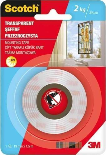 Scotch 4004 Şeffaf Çift Taraflı Köpük Bant 19mm x 1,5m