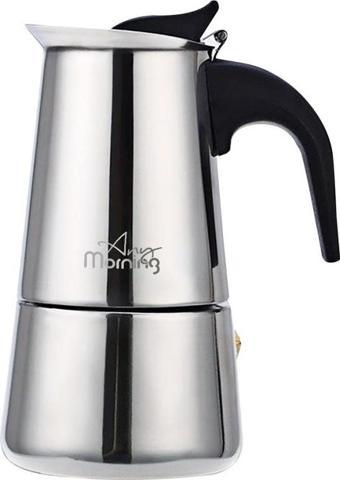 Any Morning FE001-6 Espresso Kahve Makinesi Paslanmaz Çelik İndüksiyonlu Moka Pot 300 Ml