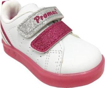 Promax 1739 Işıklı Simli Deri Bebe Spor Ayakkabı 21-25