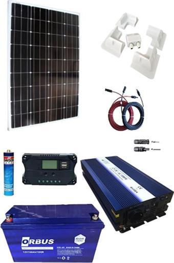 ALPEX Karavan Solar Paket Sistem 205W Güneş Paneli 1000W İnverter