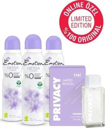 Privacy Women Limited Edition Edt Parfüm 50ml Online Özel & Emotion Detox Floral Dedodorant 3x150ml