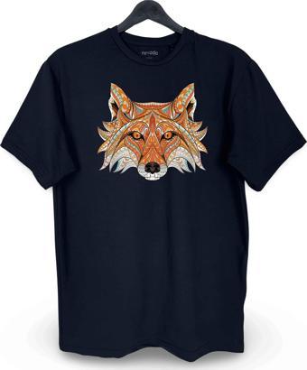 Motifli Fox Tilki Baskılı Loose Fit Bisiklet Yaka Unisex Tişört