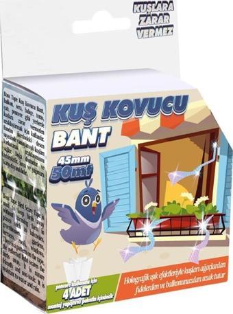 Kuş Uzak laştırıcı Bant Holografik Işık Efektli 45mmX50Mt