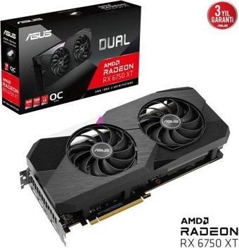 Asus Dual Radeon RX 6750 XT OC DUAL-RX6750XT-O12G 12GB GDDR6 192Bit DX12 Gaming (Oyuncu) Ekran Kartı