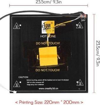 Emay Center MK3 Isıtıcı Tabla 214*214mm | 120W Prusa İ3 3D Yazıcı Uyumlu