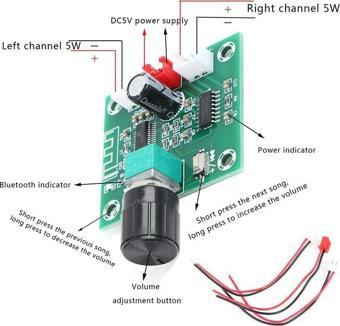 Emay Center XH-A158 Bluetooth 5.0 Kablosuz Hoparlör Amplifikatör Kartı Dıy 5W * 2 PAM8403