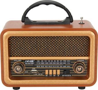 Nns Taşınabilir Nostaljik Fm Radyo Bluetooth Tf Kart Usb Destekli Ahşap Kasa Radyo