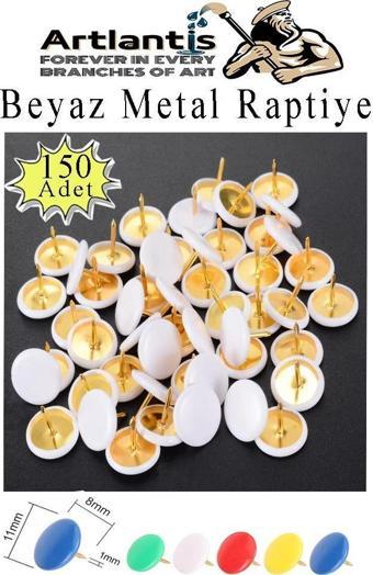 Beyaz Raptiye 150 Adet 1 Paket Renkli Pvc Kaplı Başlıklı Raptiye Plastik Yuvarlak Düğmeli Raptiye Pano Okul Ofis Büro Ev
