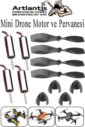 Drone Motoru VE Pervanesi 4 Adet Dc Mini Dron Motor Yüksek Hızlı Çekirdeksiz Pervane Kanatı Deney Okul Helikopter Uçak