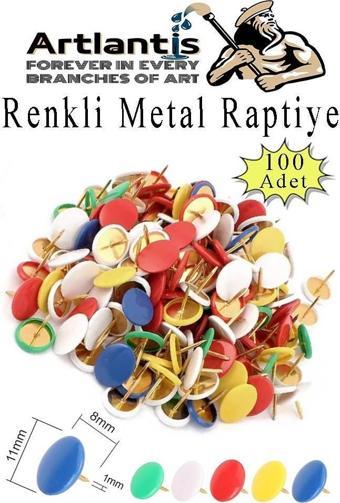 Renkli Raptiye 100 Adet 1 Paket Pvc Kaplı Başlıklı Raptiye Plastik Yuvarlak Düğmeli Raptiye Pano Okul Ofis Büro Ev