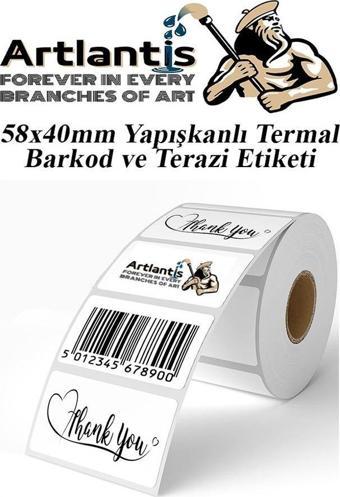 58X40 mm Barkod Etiketi Yapışkanlı 1 Adet Termal Barkot ve Terazi Etiketi 500 lü Barkod Yazıcılarına Uyumludur 