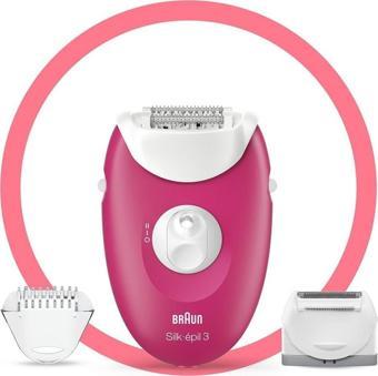 Braun Silk-Épil 3 3276 Smartlight, 2'Si 1 Arada Kablolu Epilatör / Ahududu Pembe