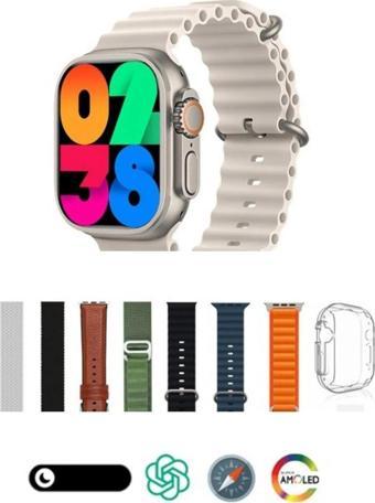 Qifit Watch8 Ultra 7 Kordonlu Koruma Kılıfı Hediyeli Amoled Ekran 2.1 Ekran Tüm Telefonlara Uyumlu