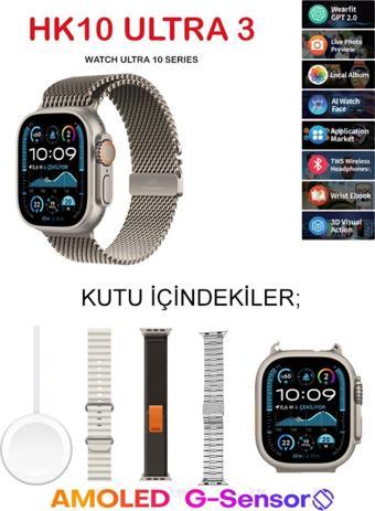 Qifit Hk10 Ultra 3 Yeni Versiyon Chat Gpt 2.0 Akıllı Saat Amoled Ekran 410*494 3D Boyut