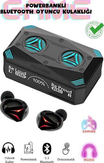 Favors Powerbankli Gaming Işıklı Kablosuz Kulak İçi Mikrofonlu Bluetooth Kulaklık Şarj Göstergeli M98 Plus