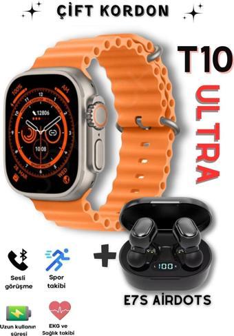 Favors Watch 8 T10 Ultra 2,09'' Ekran 49 Mm Vidalı Kordon Kilitli Akıllı Saat E7S Bluetooth Kulaklık