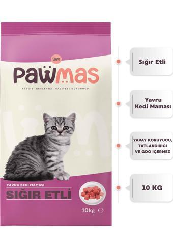 Pawmas Sığır Etli Yavru Kedi Maması 10 Kg