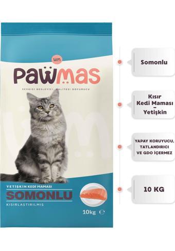 Pawmas Somonlu Kısırlaştırılmış Yetişkin Kedi Maması 10 Kg