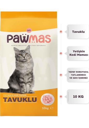 Pawmas Tavuklu Yetişkin Kedi Maması 10 Kg