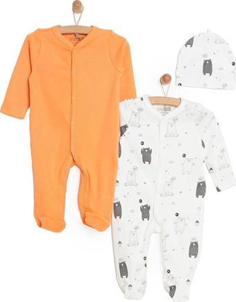 HelloBaby Yenidoğan 2li Patikli Tulum Şapka Set Unisex