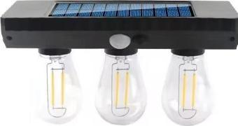 Solar Güneş Enerjili Şarjlı Aplik Lamba Hareket Sensörlü 3 Ampullu 3W