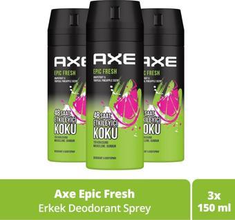 Axe Erkek Deodorant & Bodyspray Epic Fresh 48 Saat Etkileyici Koku 150 Ml X3
