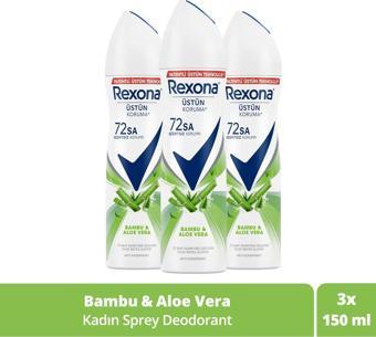 Rexona Kadın Sprey Deodorant Bambu & Aloe Vera 72 Saat Kesintisiz Üstün Koruma 150 Ml X3