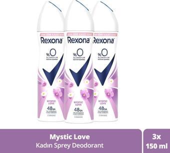 Rexona Kadın Sprey Deodorant Mystic Love %0 Alüminyum 48 Saat Ter Kokusuna Karşı Koruma 150 Ml X3