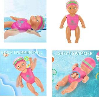 Küvette Havuzda Kendiliğinden Yüzen Kurmalı Swimming Baby Yüzen Bebek - Banyo oyuncağı 10 Cm