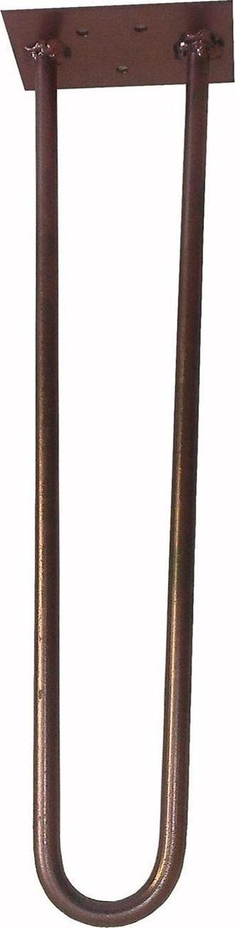 Wooden Gold Bakır Renk Rustik Tarz U Model Has Demir Firkete Masa Sehpa Ayağı 90 cm