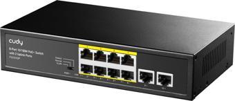 Cudy FS1010P 8 Port 10/100Mbps 120W PoE+, 2 Uplink Portlu VLAN CCTV Rack Mount Metal Switch