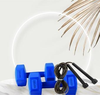 Hsport 1Kg X 2 Adet Dambıl Ve Atlama Ipi Kombin Seti Vinyl Kaplama Dumbell