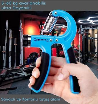 Hsport Konforlu 5-60 Kg Ayarlanabilir Sayaçlı El Ve Bilek Güçlendirici Fitness Egzersiz Yay