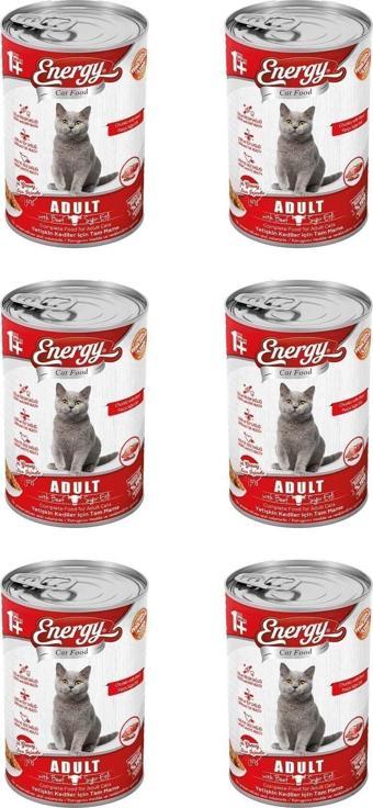 Pet Food Energy Sığır Etli Yetişkin Islak Kedi Maması 400 G - 6 Adet