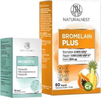 NATURALNEST Bromelain Plus 60 Kap. alana Probiyotik 10 Kap. %50 İNDİRİMLİ