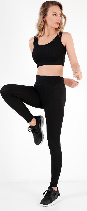 Lela Esnek Slim Fit Toparlayıcı Yüksek Bel Bayan Tayt 5865552 SİYAH