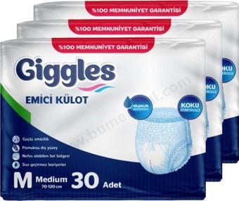 Giggles Emici Külot Medium (M) Hasta Bezi | 90 Adet - 3 Paket