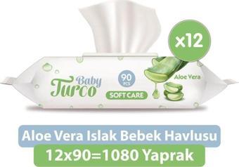 Baby Turco Softcare Aloe Vera 90 Yaprak 12'Li Paket Islak Bebek Havlusu