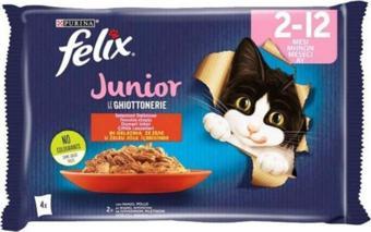 Felix Multipack Junior Sığır Etli Ve Tavuklu Yavru Kedi Konserve Maması 4 X 85 Gr