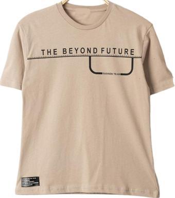 Erkek Çocuk The Beyond Yazı Desenli Likralı Bej Renk Tişört