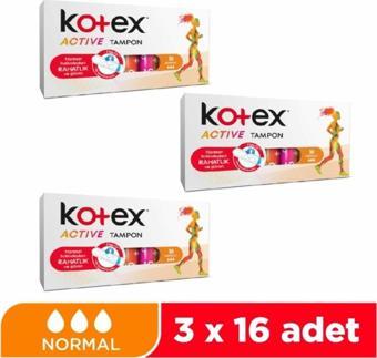 Kotex Active Tampon 16'L1 Normal - 3'Lü Paket