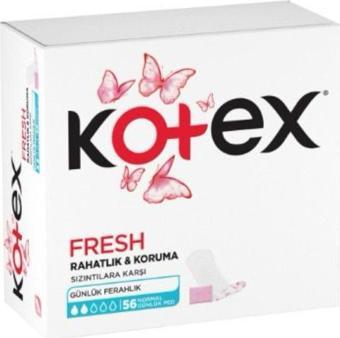 Kotex Fresh Rahatlık & Koruma Sızıntılara Karşı Günlük Ferahlık 56 Normal Günlük Ped