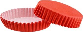 Cupcake Kalıbı Pet Kapsül Oval Model Düz Renk (100 Adet) F11  Kırmızı