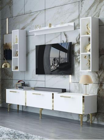 Myniture Home & Living Festival Tv Ünitesi G3008-1-Y1-D1 Gold Beyaz