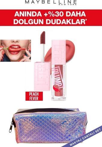 Maybelline New York Lifter Plump Dudak Parlatıcısı- 005 Peach Fever Çantalı Makyaj Seti