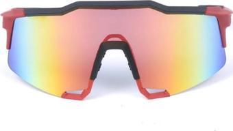 XBYC G4681 %100 Freeride Polarize Cam Yarı Çerçevesiz Spor Bisiklet Sürüş Gözlüğü UV400 Lens Kırmızı